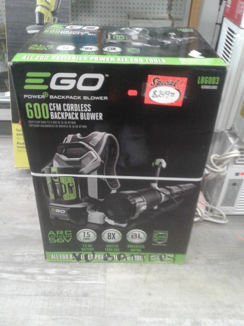 EGO Power+ LB6003 600 CFM Variable-Speed 56-Volt Cordless Leaf Blower 7.5Ah -No Battery ......