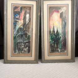 Tom Lane original watercolors, framed and matted