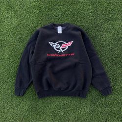 Vintage Corvette Crewneck Sweatshirt Embroidered Logo Pullover Youth Size XL