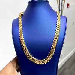 ⛓️🔥12 mm 24” Miami Cuban Link Gold Over Silver ⛓️‍💥✨Silver 0.999 Plated Three Times In A 14 K Bath 🔥🔱