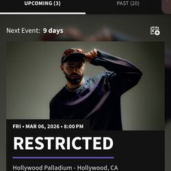 SOLD OUT RESTRICTED @ HOLLYWOOD PALLADIUM - FRIDAY MARCH 6TH