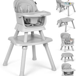 8 in 1 Baby High Chair for Babies & Toddlers Table and Chair Set Building Block Table Highchair with Safety Harness, Removable Tray（Wavy）