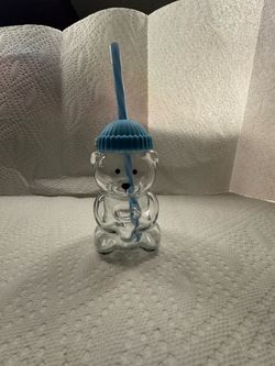 Bear-Shaped Clear Plastic Cup with Straw