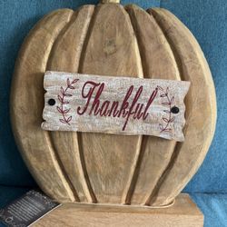 Wooden Pumpkin Thanksgiving Or Halloween Fall Decor NWT