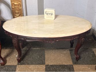 Wood and marble living room table
