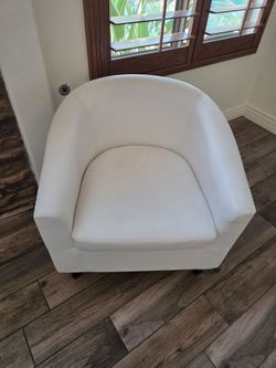 White Faux leather Tub Chair with Casters