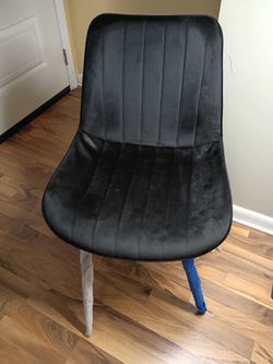 Black Velvet Dining Chair with Metal Legs