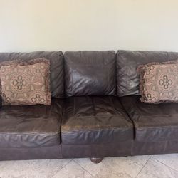 Real Leather Sofa And Coffee Table