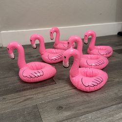 Inflatable Flamingo Beverage Holder Cozies — set of 6