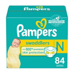 Pampers Swaddlers Diapers, Newborn, 84 Count
