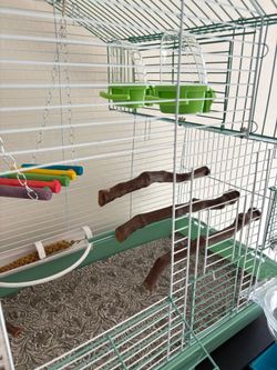*Bird cage with wooden stand and drawers