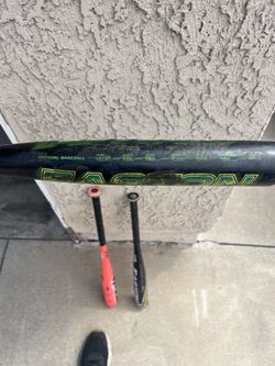 Pink Tee Ball Bat & green Baseball Bat Only