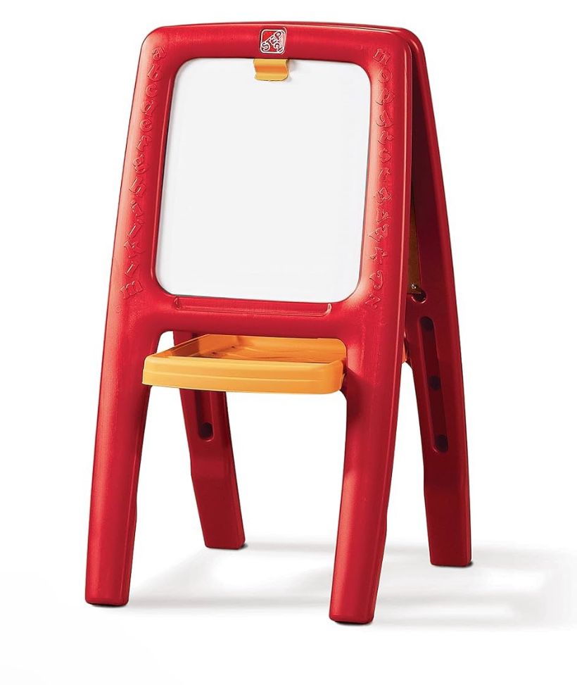 Step2 Easel For Two, Red Plastic Toddler, Chalkboard And Magnetic Whiteboard