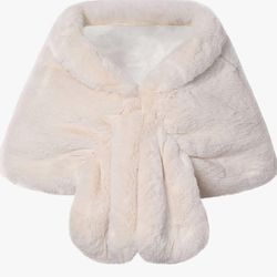 $12 Beige Women’s Faux Fur Collar Shawl Scarf Wrap Evening Cape For Winter Coat