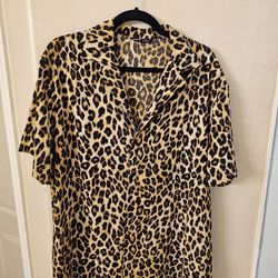 Shein Men Leopard Print Shirt Size XL 