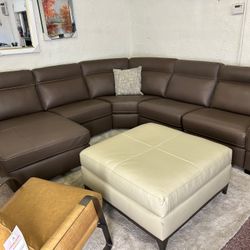 Furniture- Italian Leather 5 Pc Sectional With 2 Power Recliners- Julius
