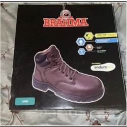 BRAHMA Steel Toe Waterproof Brown Leather Lace Up Boots Mens 