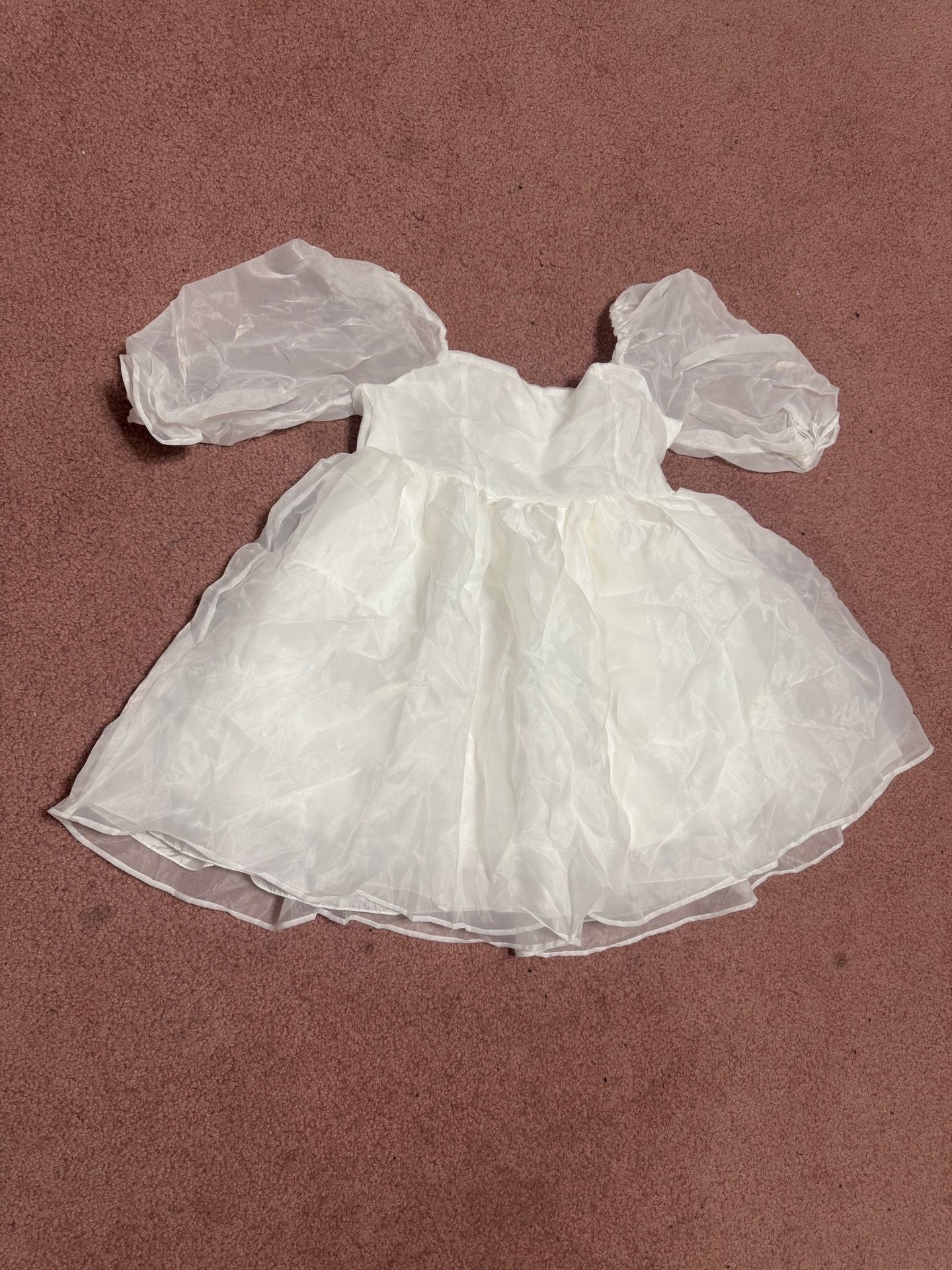New small white poof sleeve short boho festival rave costume dress fairy princes Angel Homecoming Maternity 