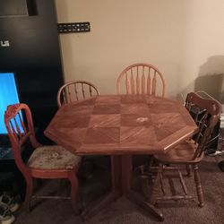 Compact Wood Dining Table with 4 Chairs