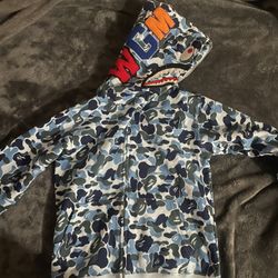 A Bathing Ape BAPE Camo Shark Full Zip Hoodie Blue 