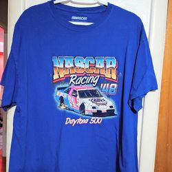 NASCAR Daytona 500 Racing T-Shirt Men's Medium Blue Graphic Car Retro