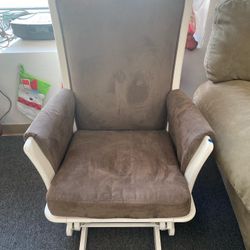 White Wood Brown Cushion Rocking Chair $65