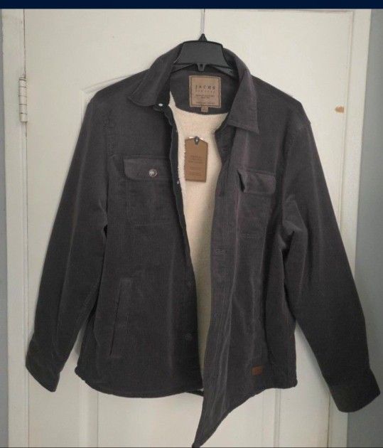 Men's Sherpa Jacket Large Gray Jachs New Corduroy
