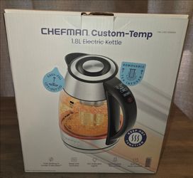 Chefman 1.8L Electric Glass Kettle with Tea Infuser & Temp Control