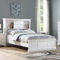 White Twin Bed w/ Bookcase (Mattress is not Included)🔥SPECIAL PRICE 🔥
