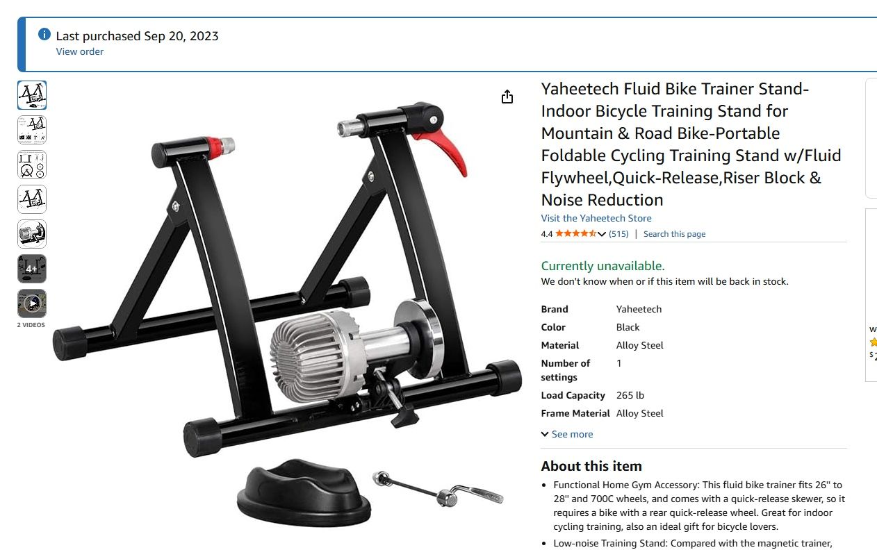 Stationary bike trainer