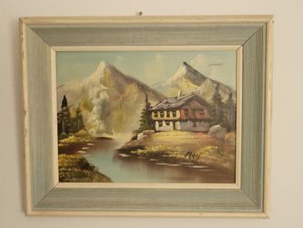 Set of 3 Vintage Framed Oil Paintings - Landscapes and Floral