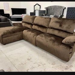 🟤 Clonmel 3 Piece Comfort Power Reclining Sectional Chaise ✨ Brand New 💯 Showroom Available👈 Sofa Couch Living Room 👌