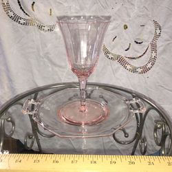 Pink Depression Glass & Plate
