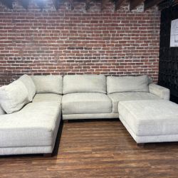 Free Delivery gray Thomasville sectional sofa couch w ottoman