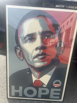Original First Print Shepard Fairy  OBAMA HOPE Campaign Poster In frame 