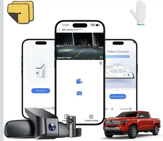 4K Dash Cam Suitable for Toyota Tacoma 2024-2025 SR SR5 TRD Sport Pre-Runner Off Road Limited & Tacoma Hybrid, OEM Look, UHD 2160P Video, WiFi & APP,