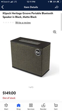 Klipsch Heritage Groove Portable Bluetooth Speaker in Black, Matte Black