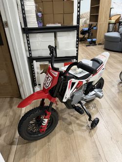 12V Kids Motorcycle, 2x25W Ride on Motorbike, Equipped with Safety Training Wheels, Self-Control Throttle Grip, Bluetooth, Multi Music, Spring Suspens