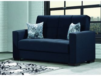 Capella Denim Dark Blue Loveseat Sofa Bed
