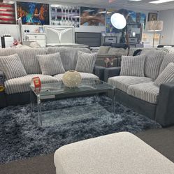 Weekend Special Offer🚨Beautiful Two Tone Grey Sofa&Loveseat Available Great Deal Only $999