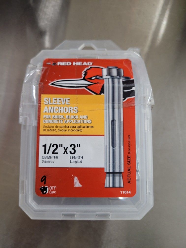 Red Head 1/2"×3" Sleeve Anchors (Qty 9)