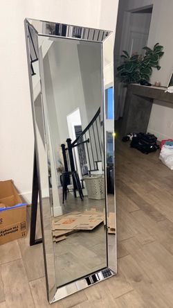 Full Length Floor Mirror with Beveled Frame