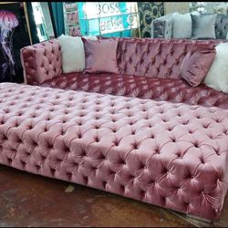 Velvet Sofa Oversize Matching Ottoman 