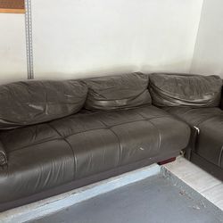 Brown Leather Sectional