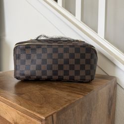 Brown Checkered Toiletry Bag