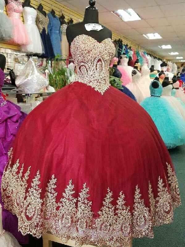 Red And Gold Quinceañera Dress