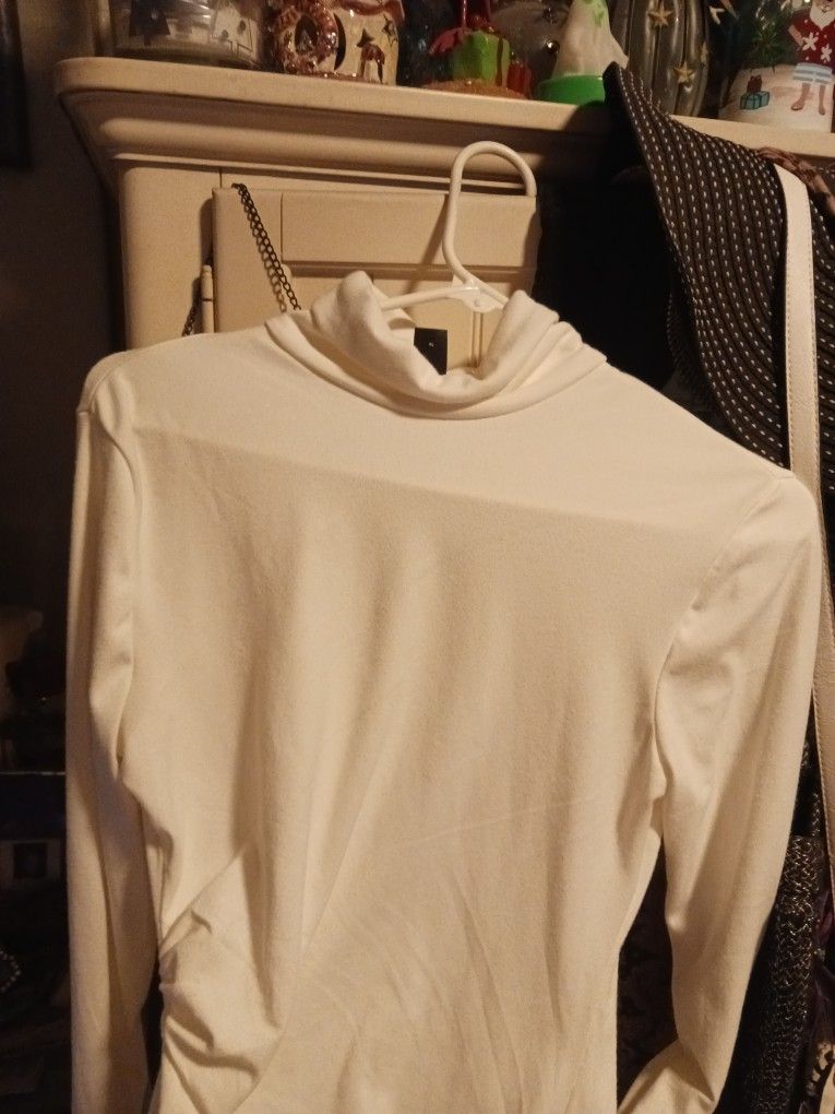 White Turtleneck Long Dress