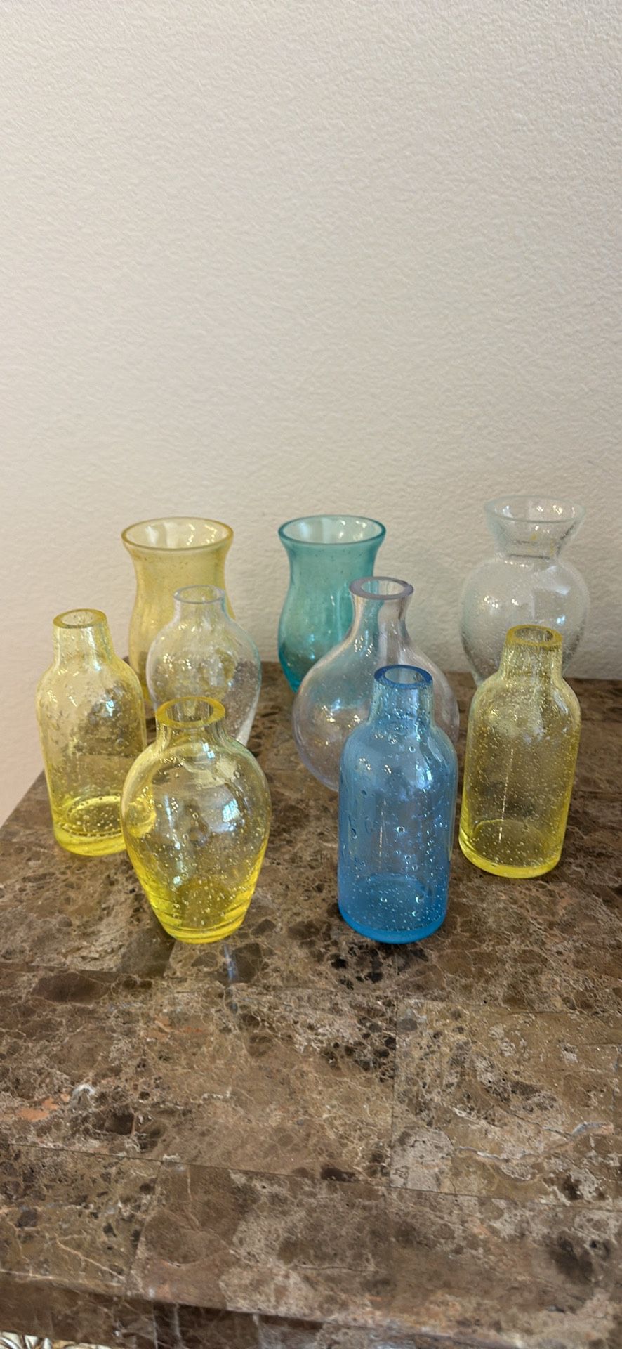 A Lot Of 9- Glass Candle Holders Small 5” Tall 