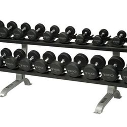 TKO Commercial Round Rubber Dumbbells 35-80 Complete Set Of 10 Pairs - Excellent Condition
