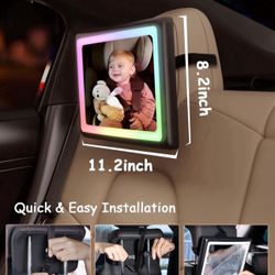 🔥 Baby Car Mirror with Light 1-Pack, 7 RGB Colors, 360° Adjustable Rear Facing Car Seat Mirror